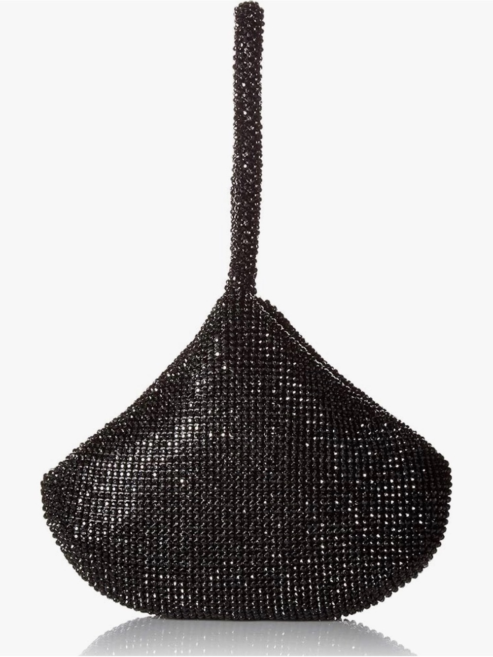 Beaded Black Evening Bag Mesh Wristlet Pouch